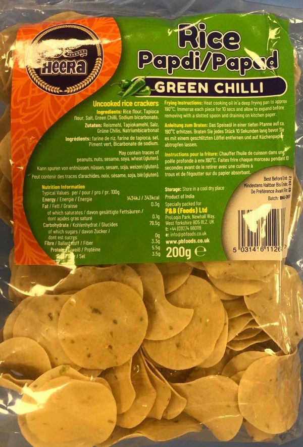 Heera Rice Papadi-Papad Green 200g